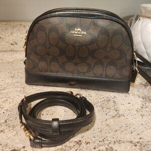 Coach Signature Brown and Black Crossbody Bag